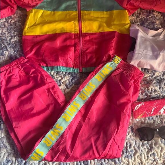 Kids  5 piece Pink 80s/90s Costume track suit with Accessories - Picture 5 of 6